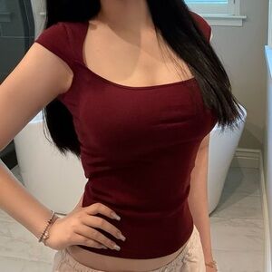 Brandy Melville Burgundy Cap Sleeve Dress